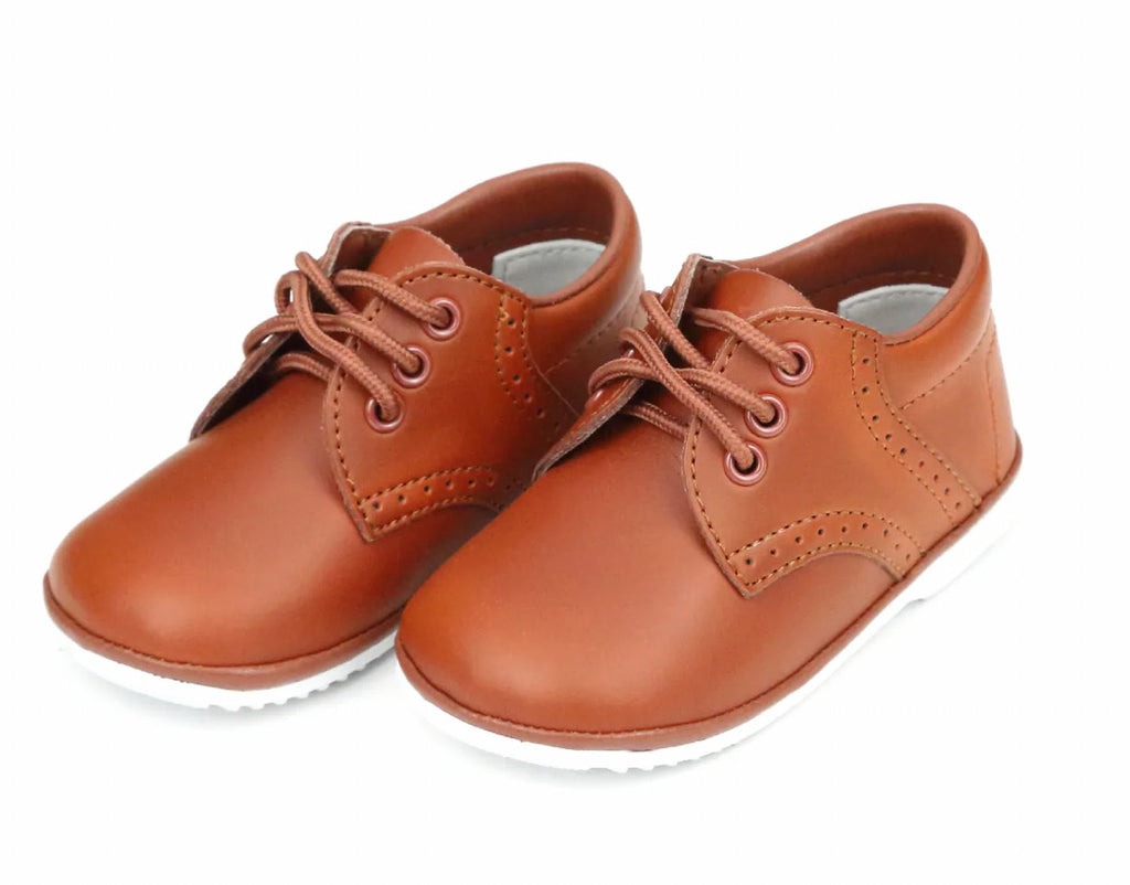 James Leather Lace Up Cognac Baby Shoes