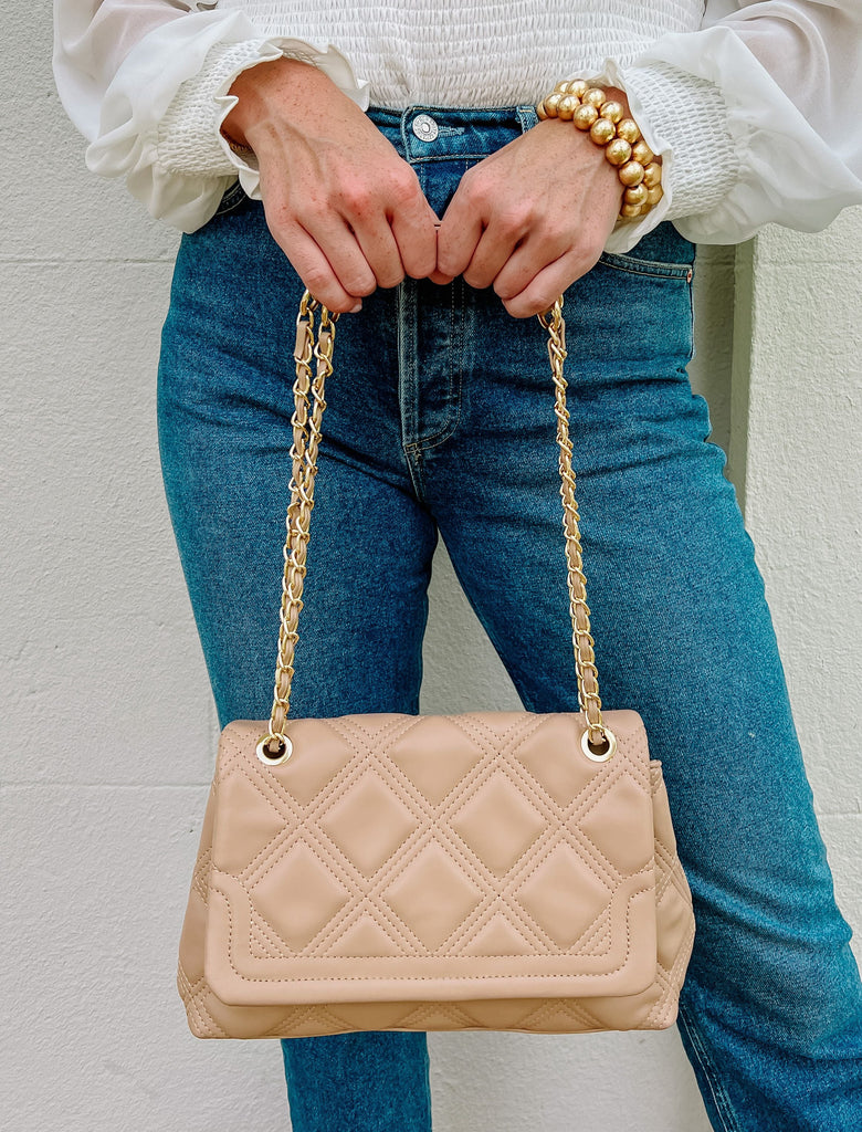 Cecillia Quilted Taupe Handbag